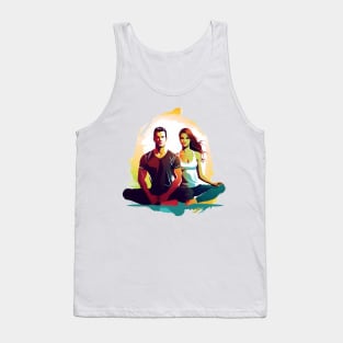 man and woman practicing yoga Tank Top